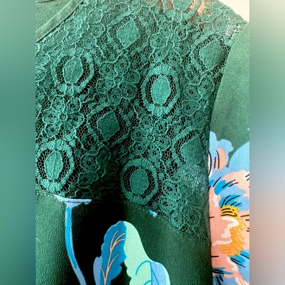 Van Heusen Green Flowered Short Sleeve Blouse, XL - Picture 4 of 5